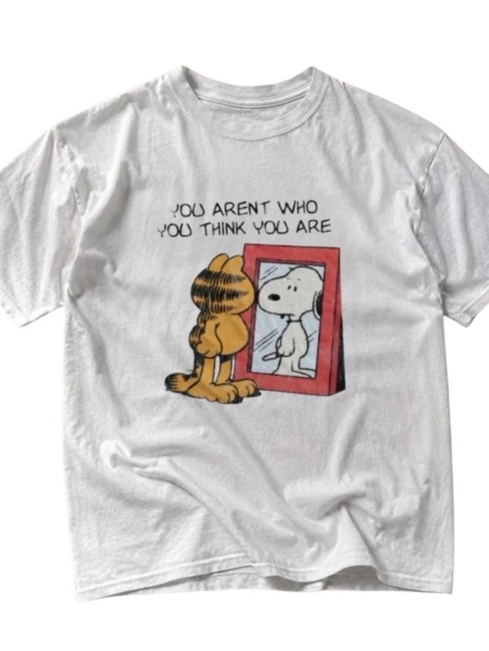 White Garfield & Snoopy Mirror Graphic Tee